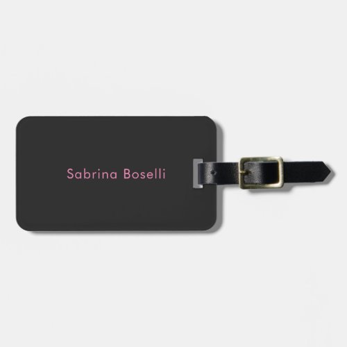 Elegant Plain Simple Grey Pink White Minimalist Luggage Tag