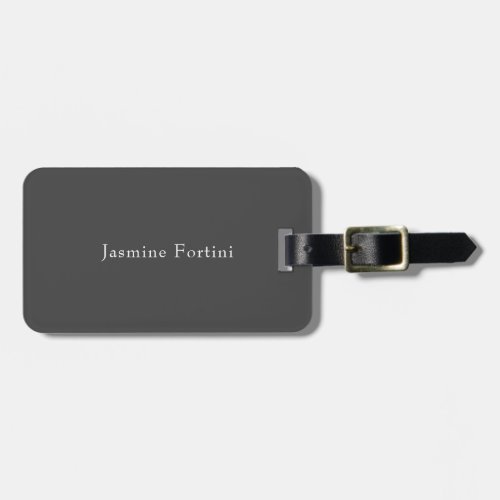 Elegant Plain Simple Grey White Minimalist Luggage Tag