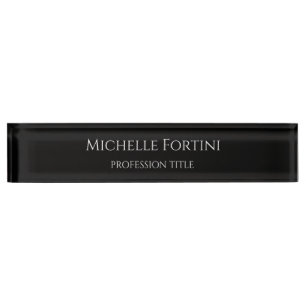 Elegant Plain Simple Minimalist Black Desk Name Plate