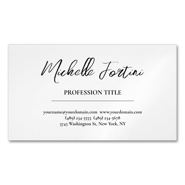 Elegant Plain Simple Minimalist Business Card Magnet (Front)