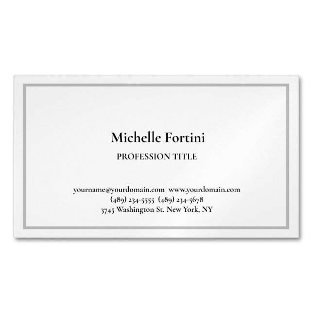 Elegant Plain Simple Minimalist Business Card Magnet (Front)