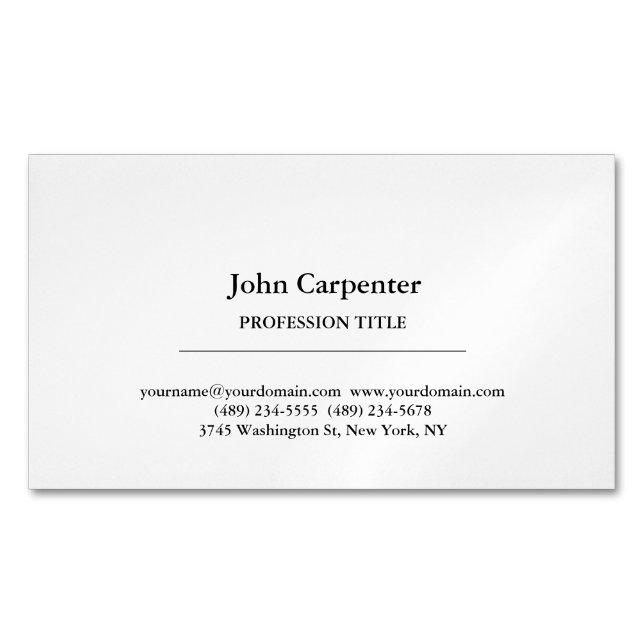 Elegant Plain Simple Minimalist Business Card Magnet (Front)