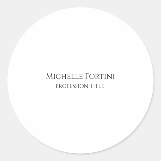 Elegant Plain Simple Minimalist Classic Round Sticker (Front)