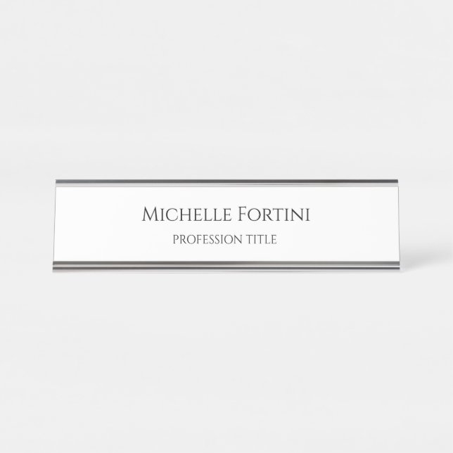 Elegant Plain Simple Minimalist Desk Name Plate (Front)