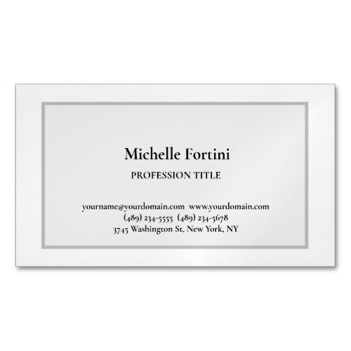 Elegant Plain Simple Minimalist Grey Business Card Magnet