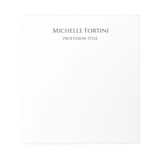 Elegant Plain Simple Minimalist Notepad (Front)