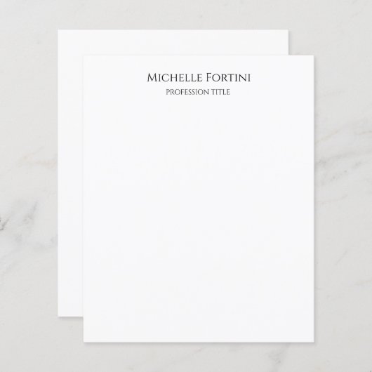 Elegant Plain Simple Minimalist Paper Sheet (Front/Back)