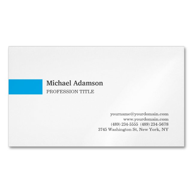 Elegant Plain Simple Minimalist Profile  Business Card Magnet (Front)