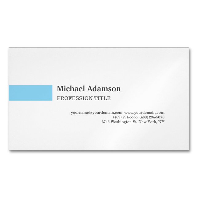 Elegant Plain Simple Minimalist Profile Business Card Magnet (Front)