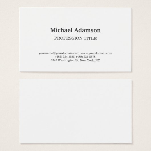 Elegant Plain Simple Minimalist Profile Card (Front & Back)