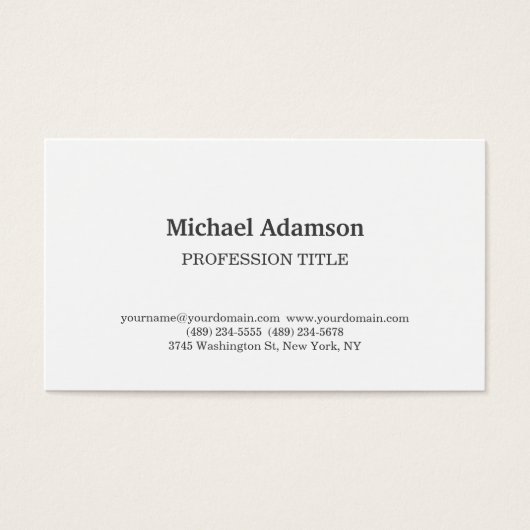 Elegant Plain Simple Minimalist Profile Card (Front)