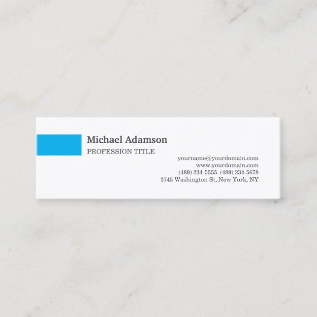 Elegant Plain Simple Minimalist Profile  Mini Business Card (Front)