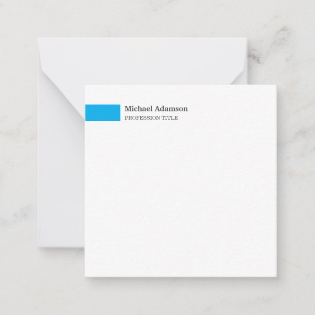Elegant Plain Simple Minimalist Profile  Note Card (Front)
