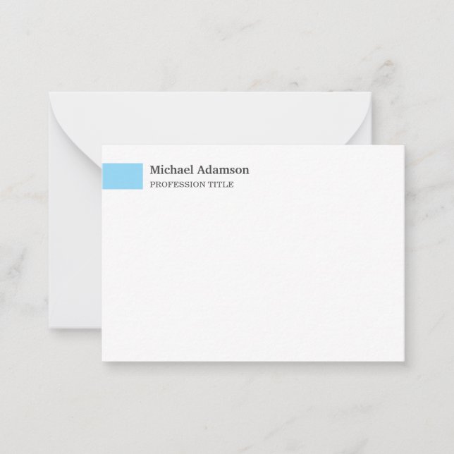Elegant Plain Simple Minimalist Profile  Note Card (Front)