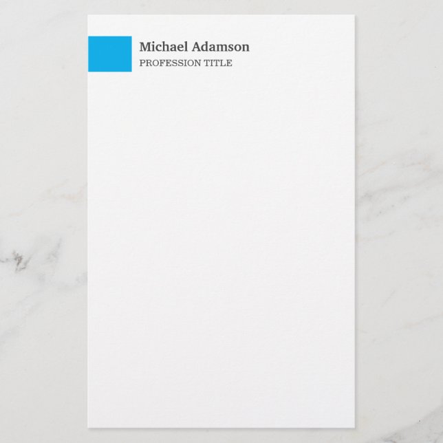 Elegant Plain Simple Minimalist Profile  Stationery (Front)