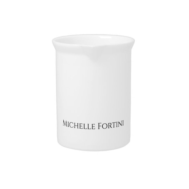 Elegant Plain Simple Minimalist Your Name Beverage Pitcher (Front)