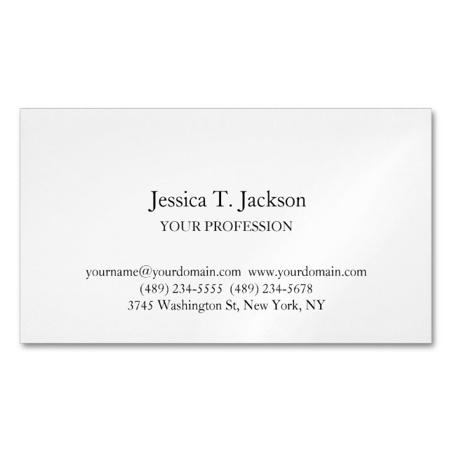 Elegant Plain Simple Professional Business Card Magnet (Front)