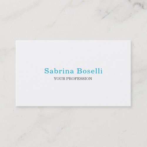 Elegant Plain Simple Sky Blue White Minimalist Business Card