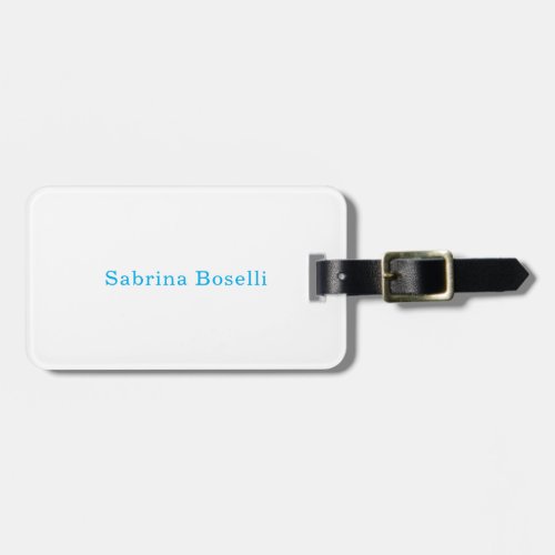 Elegant Plain Simple Sky Blue White Minimalist Luggage Tag