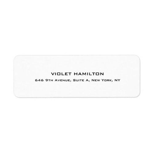 Elegant Plain Simple White Professional Modern Label