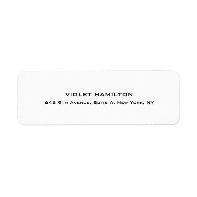 Elegant Plain Simple White Professional Modern Label (Front)