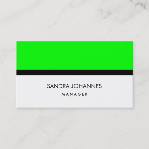 Elegant Plain Style Green White Black Professional Business Card