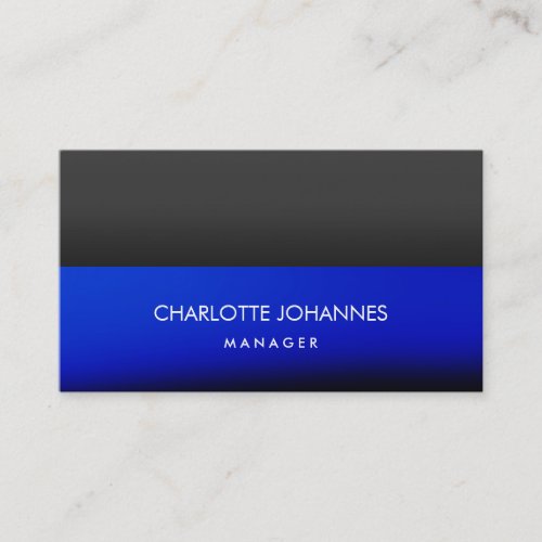 Elegant Plain Stylish Blue Gray Black Professional Business Card