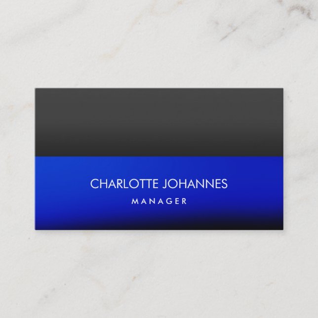 Elegant Plain Stylish Blue Gray Black Professional Business Card (Front)