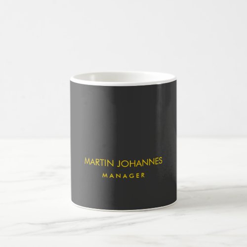 Elegant Plain Stylish Gold Color Black Custom Name Coffee Mug