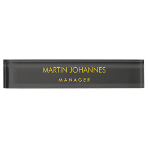 Elegant Plain Stylish Gold Color Black Custom Name Desk Name Plate