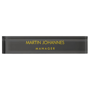 Elegant Plain Stylish Gold Color Black Custom Name Desk Name Plate