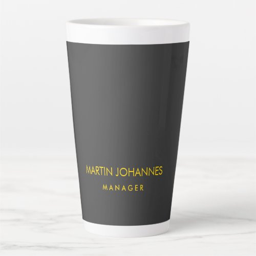 Elegant Plain Stylish Gold Color Black Custom Name Latte Mug
