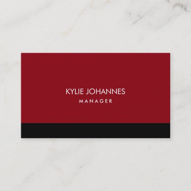 Elegant Plain Stylish Red Black Color Professional Business Card (Front)