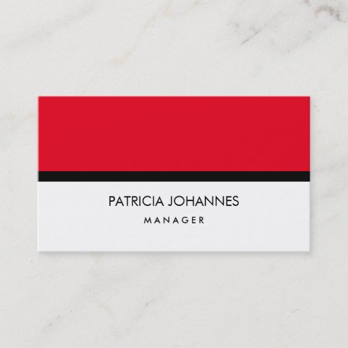 Elegant Plain Stylish Red White Black Professional Business Card