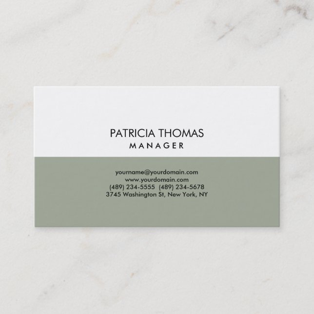 Elegant Plain Stylish White Gray Professional Business Card (Front)