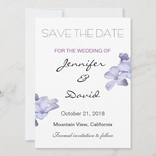 Elegant Plain Wedding Flowers Modern Save the Date