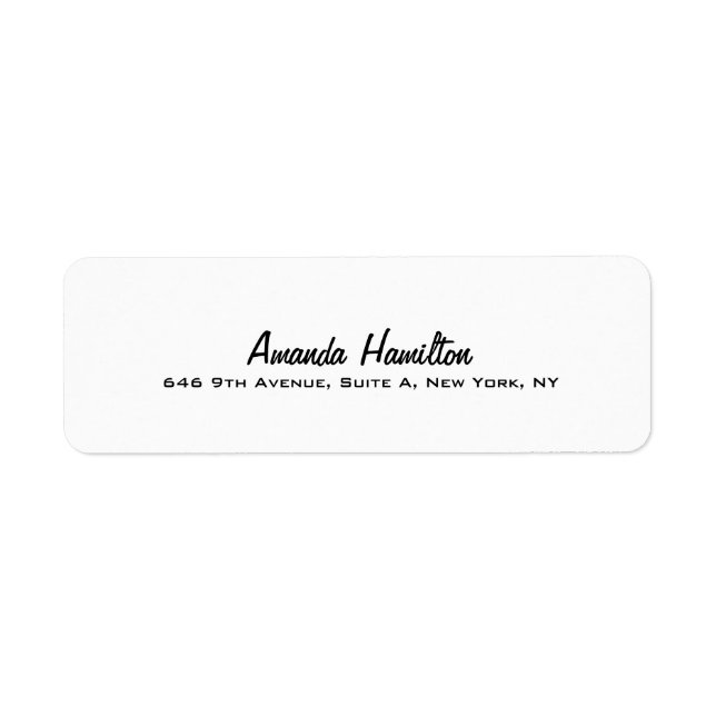 Elegant Plain White Professional Handwriting Label (Front)