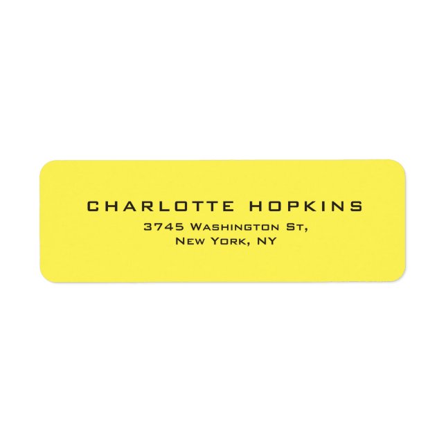 Elegant Plain Yellow Modern Minimalist Label (Front)