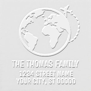 Elegant Plane Earth World Globe Map Name Address Embosser