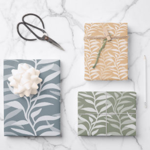 Elegant Plant Silhouettes in Flow Wrapping Paper Sheets