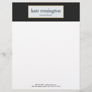 Elegant Plaque on Black Professional Letterhead