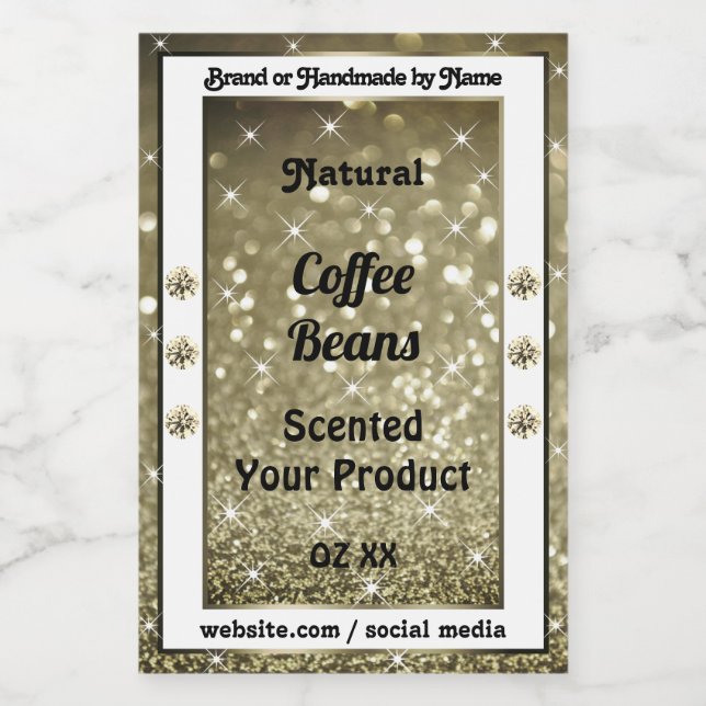 Elegant Platinum Glitter Product Labels Diamonds (Single Label)