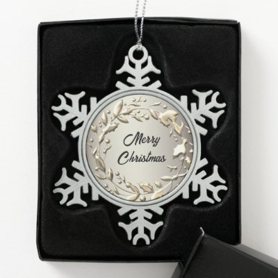 Elegant Platinum Metallic Wreath Merry Christmas 