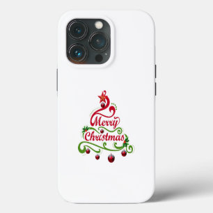 Elegant & Playful Swirly Christmas Tree Typography iPhone 13 Pro Case