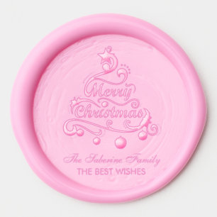 Elegant & Playful Swirly Christmas Tree Typography Wax Seal Sticker