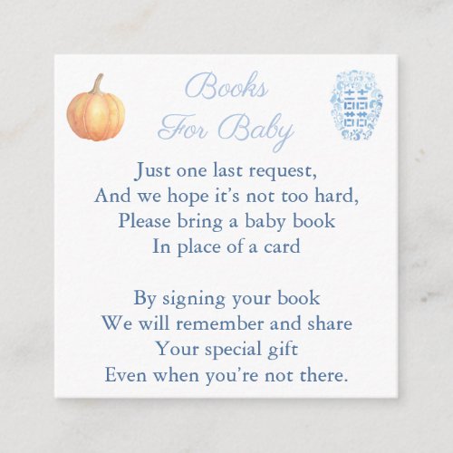 Elegant Please Bring A Book Autumn Baby Shower Enclosure Card