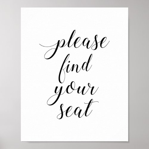 Elegant Please Find Your Seat Wedding Sign