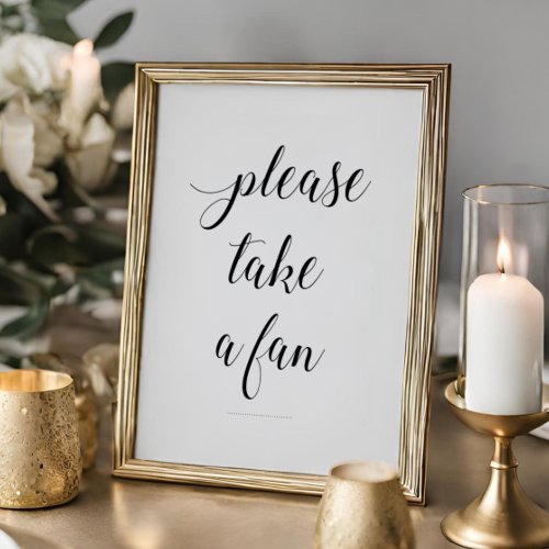 Elegant Please Take A Fan Wedding Sign