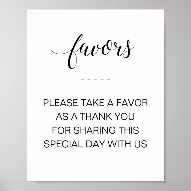 Elegant Please Take A Favor Wedding Sign (Front)