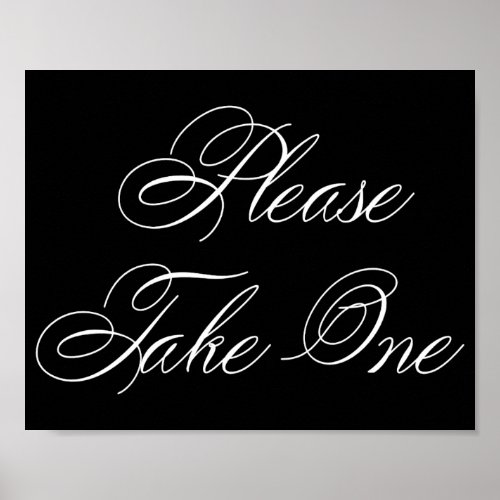 Elegant Please Take One White Script  Horizontal Poster